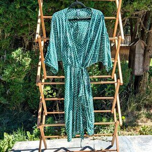 Osei Duro wrap dress in green polka dot